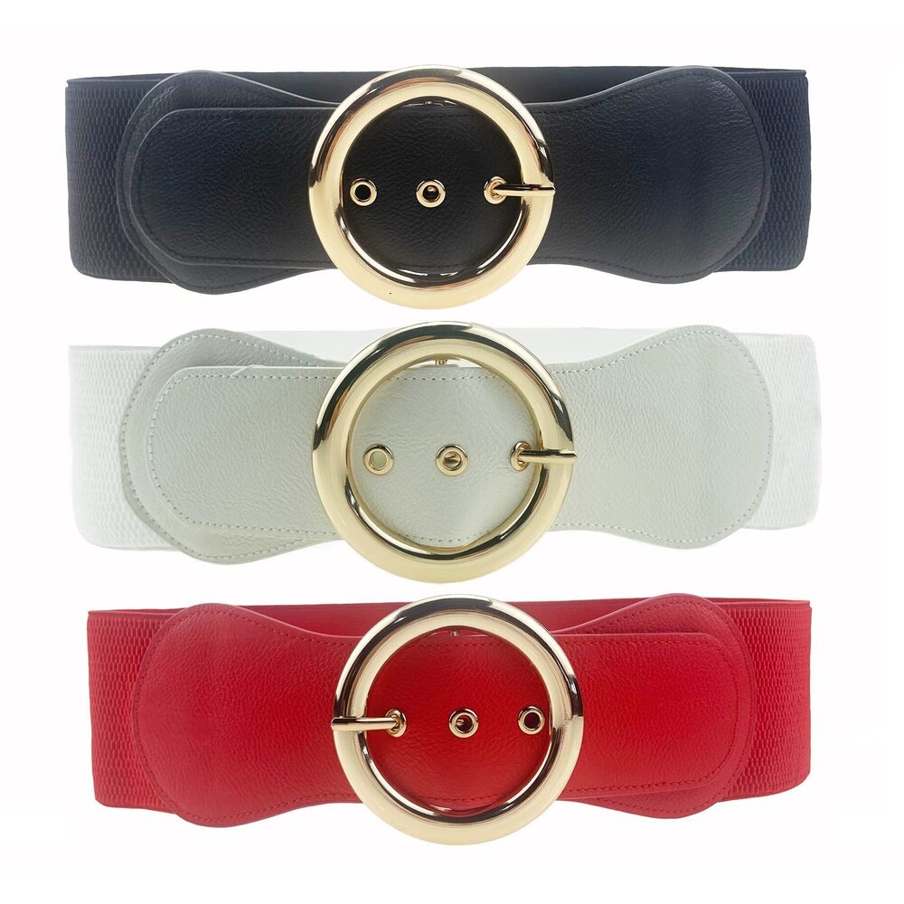 5446 3 Pack Women's Vintage Wide Elastic Stretch Waist Belt Waistband